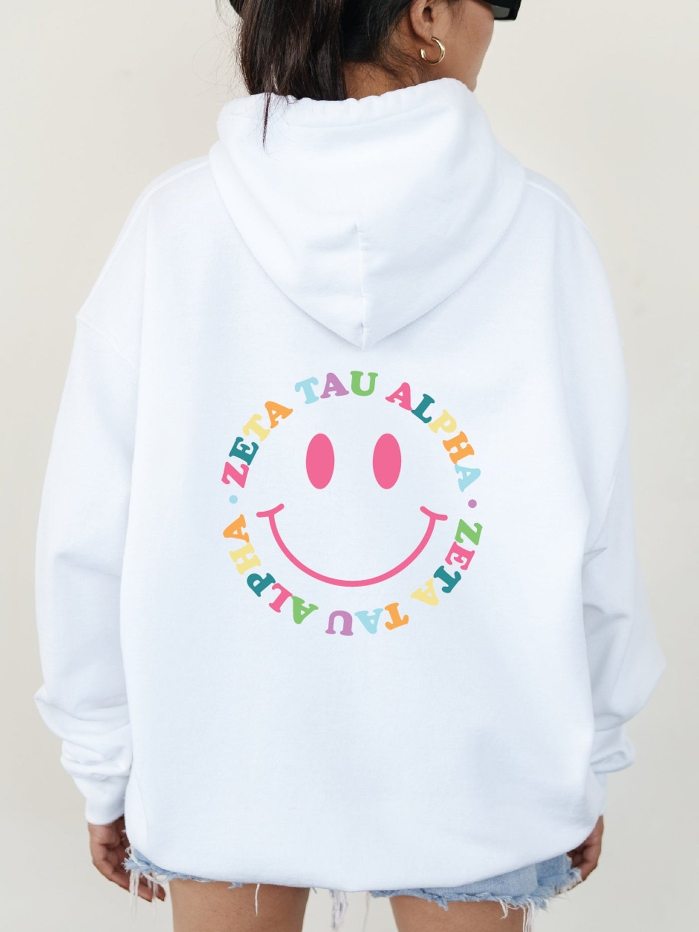 Zeta Tau Alpha Colorful Smiley Sweatshirt, Zeta Sorority Hoodie