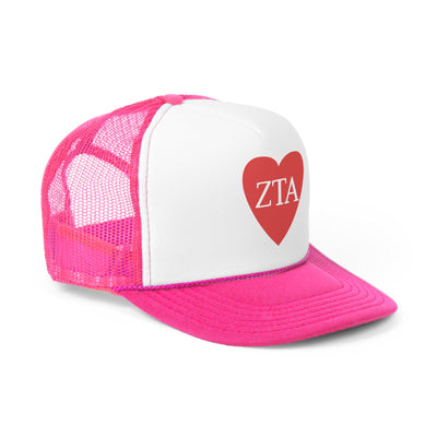 Zeta Tau Alpha Heart Letters Sorority Foam Trucker Hat