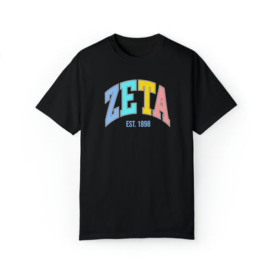 Zeta Tau Alpha Pastel Varsity Sorority T-shirt