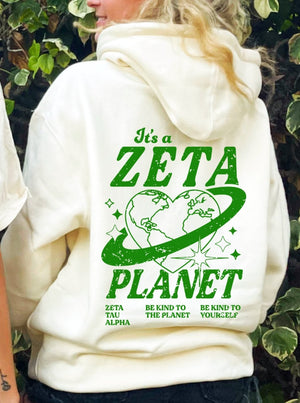 Zeta Planet Hoodie | Be Kind to the Planet Trendy Sorority Hoodie | Greek Life Sweatshirt | Zeta comfy hoodie