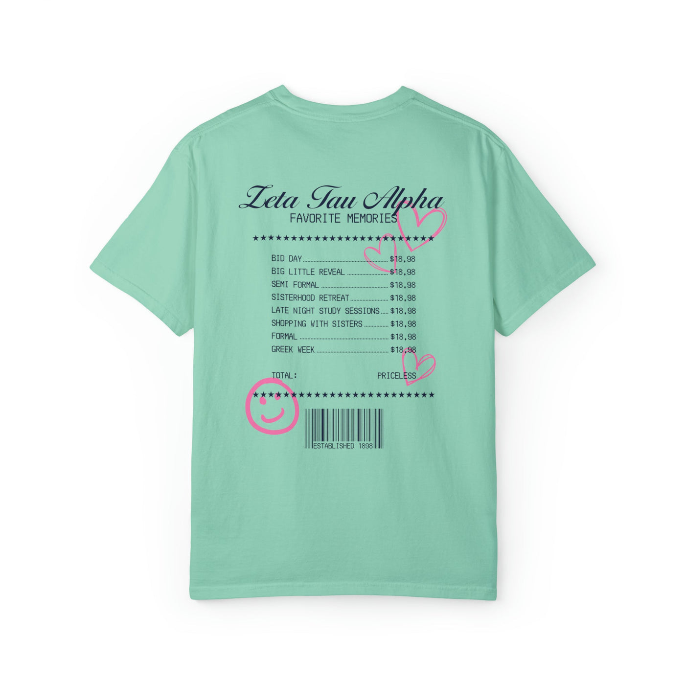 Zeta Tau Alpha Sorority Receipt Comfy T-shirt